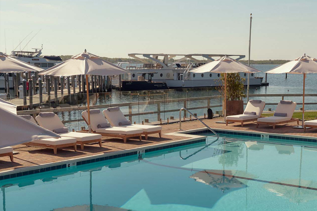 pool and pool umbrellas