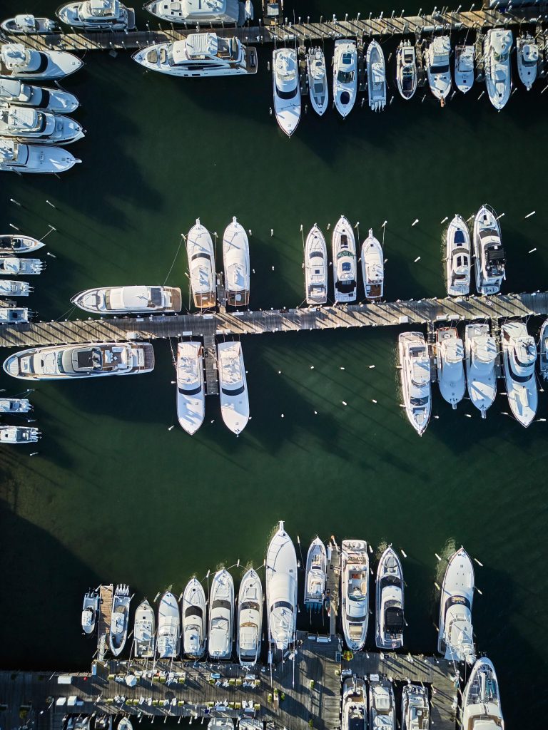 overhead shot of marina