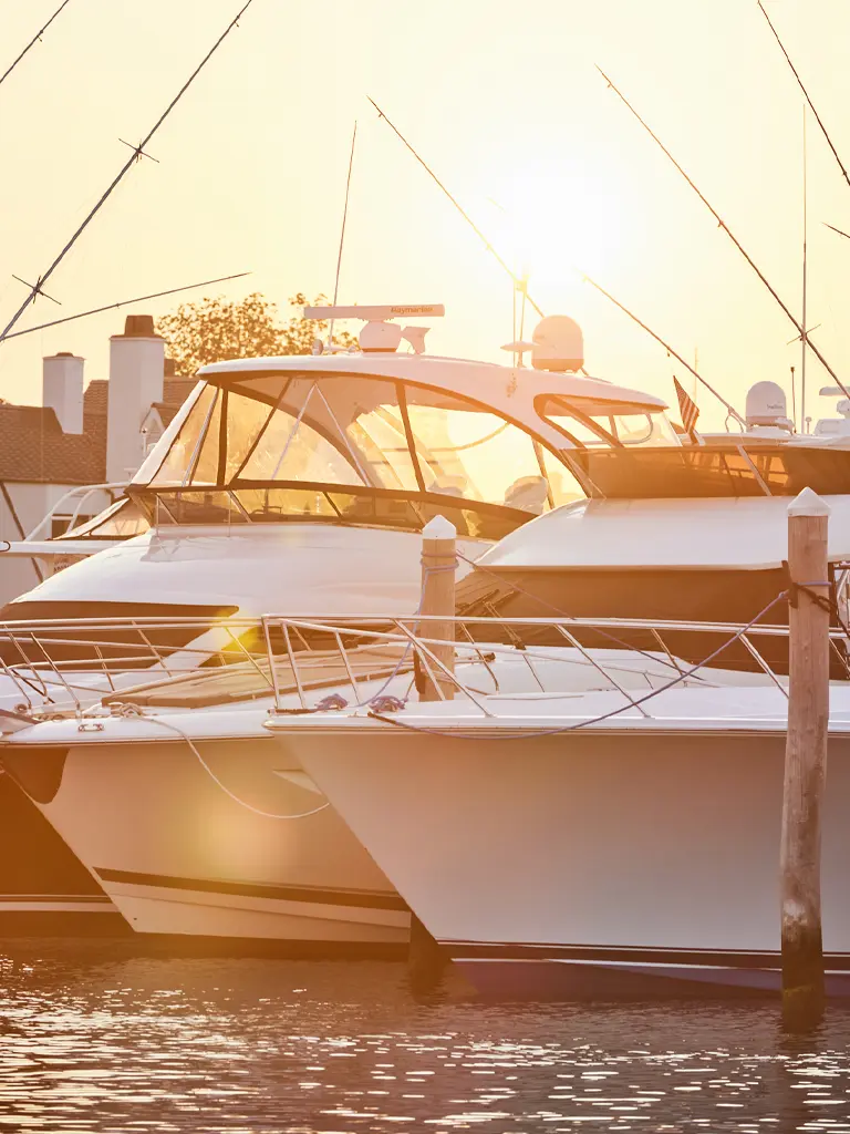 boats with sunset