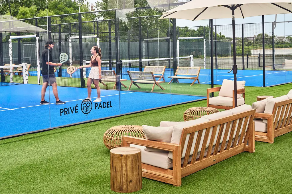 padel courts and two people in background