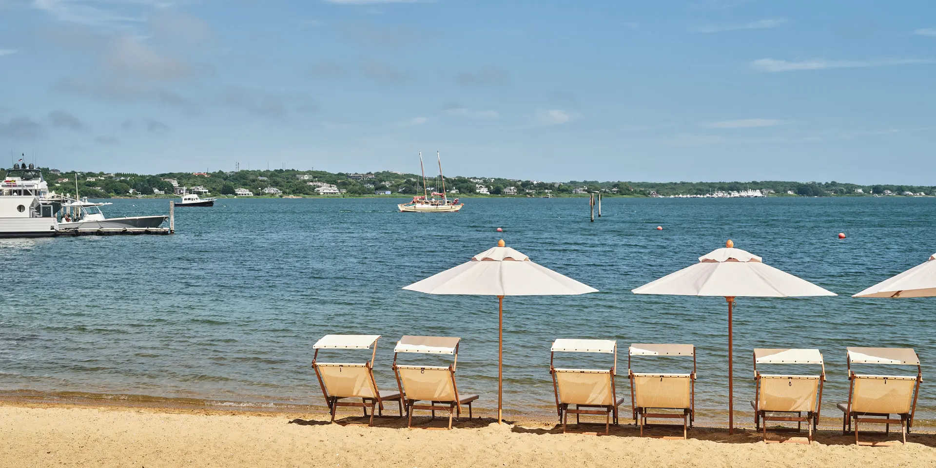 beach chairs and umbrellas on the beach