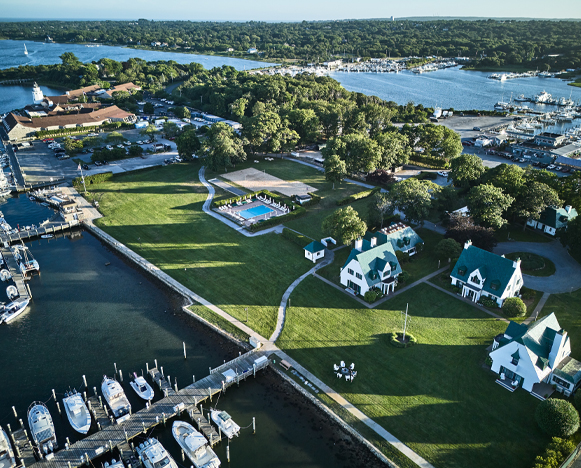 drone shot of Montauk Yacht Club