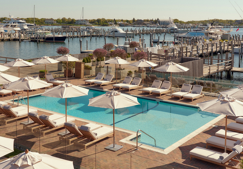 pool patio and view of marina